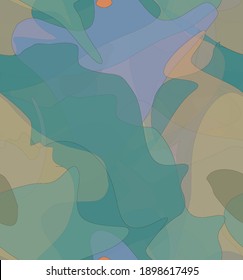 Abstract watercolor seamless vector pattern. Random transparent wavy shapes create artistic pain texture. Pastel multicolored background with organic natural earthy colors. Universal wallpaper.