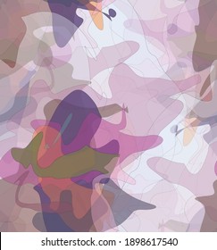 Abstract watercolor seamless vector pattern. Random transparent wavy shapes create artistic pain texture. Pastel multicolored background with organic natural earthy colors. Universal wallpaper.