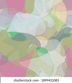 Abstract watercolor seamless vector pattern. Random transparent wavy shapes create artistic pain texture. Pastel multicolored background with organic natural earthy colors. Universal wallpaper.