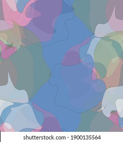 Abstract watercolor seamless vector pattern. Random transparent wavy shapes create artistic pain texture. Pastel multicolored background with organic natural earthy colors. Universal wallpaper.