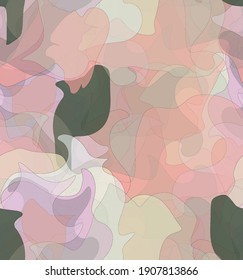 Abstract watercolor seamless vector pattern. Random transparent wavy shapes create artistic pain texture. Pastel multicolored background with organic natural earthy colors. Universal wallpaper.