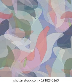 Abstract watercolor seamless vector pattern. Random transparent wavy shapes create artistic pain texture. Pastel multicolored background with organic natural earthy colors. Universal wallpaper.