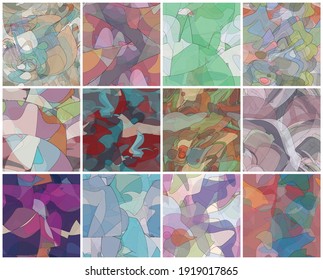 Abstrakte Aquarellfarbe nahtlose Vektormuster Set. Random durchsichtige Formen erzeugen künstlerische Schmerzgefühle. Pastellfarbener Hintergrund mit natürlichen Erdfarben aus biologischem Anbau. Universelles Tapete-Kunstkit.