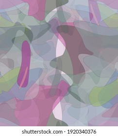 Abstract watercolor seamless vector pattern. Random transparent wavy shapes create artistic pain texture. Pastel multicolored background with organic natural earthy colors. Universal wallpaper.