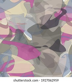 Abstracto acuarela patrón vectorial sin costura. Las formas onduladas transparentes aleatorias crean textura de dolor artístico. Fondo multicolor pastel con colores orgánicos naturales de tierra. Papel de pared universal.