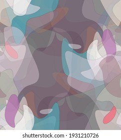 Abstract watercolor seamless vector pattern. Random transparent wavy shapes create artistic pain texture. Pastel multicolored background with organic natural earthy colors. Universal wallpaper.
