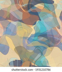 Abstract watercolor seamless vector pattern. Random transparent wavy shapes create artistic pain texture. Pastel multicolored background with organic natural earthy colors. Universal wallpaper.