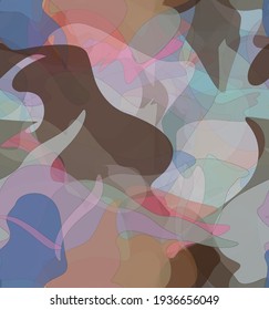 Abstract watercolor seamless vector pattern. Random transparent wavy shapes create artistic pain texture. Pastel multicolored background with organic natural earthy colors. Universal wallpaper.