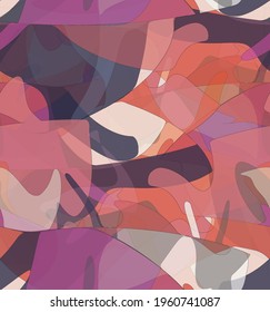 Abstract watercolor seamless vector pattern. Random transparent wavy shapes create artistic pain texture. Pastel multicolored background with organic natural earthy colors. Universal wallpaper.