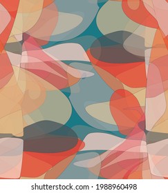 Abstract watercolor seamless vector pattern. Random transparent wavy shapes create artistic pain texture. Pastel multicolored background with organic natural earthy colors. Universal wallpaper.