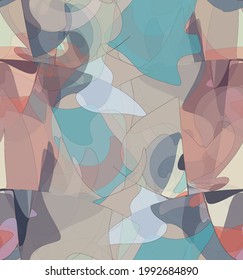 Abstract watercolor seamless vector pattern. Random transparent wavy shapes create artistic pain texture. Pastel multicolored background with organic natural earthy colors. Universal wallpaper.