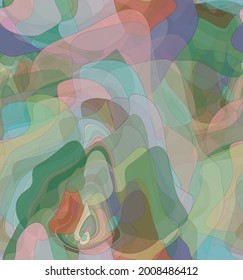 Abstract watercolor seamless vector pattern. Random transparent wavy shapes create artistic pain texture. Pastel multicolored background with organic natural earthy colors. Universal wallpaper.