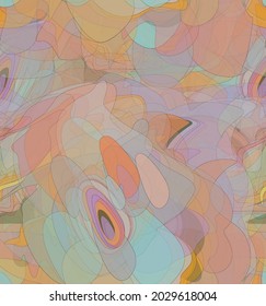 Abstract watercolor seamless vector pattern. Random transparent wavy shapes create artistic pain texture. Pastel multicolored background with organic natural earthy colors. Universal wallpaper.