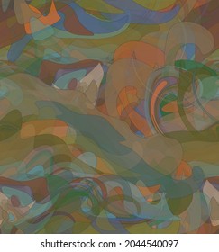 Abstract watercolor seamless vector pattern. Random transparent wavy shapes create artistic pain texture. Pastel multicolored background with organic natural earthy colors. Universal wallpaper.
