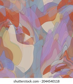 Abstract watercolor seamless vector pattern. Random transparent wavy shapes create artistic pain texture. Pastel multicolored background with organic natural earthy colors. Universal wallpaper.