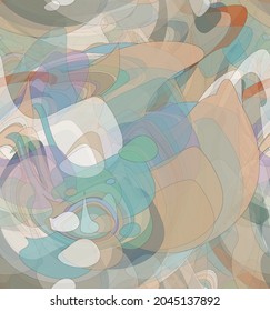 Abstract watercolor seamless vector pattern. Random transparent wavy shapes create artistic pain texture. Pastel multicolored background with organic natural earthy colors. Universal wallpaper.
