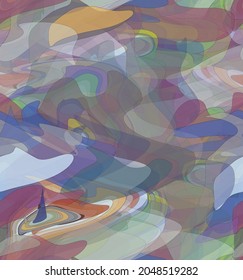 Abstract watercolor seamless vector pattern. Random transparent wavy shapes create artistic pain texture. Pastel multicolored background with organic natural earthy colors. Universal wallpaper.