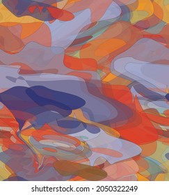 Abstract watercolor seamless vector pattern. Random transparent wavy shapes create artistic pain texture. Pastel multicolored background with organic natural earthy colors. Universal wallpaper.
