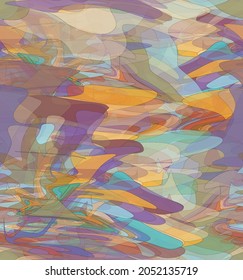 Abstracto acuarela patrón vectorial sin costura. Las formas onduladas transparentes aleatorias crean textura de dolor artístico. Fondo multicolor pastel con colores orgánicos naturales de tierra. Papel de pared universal.
