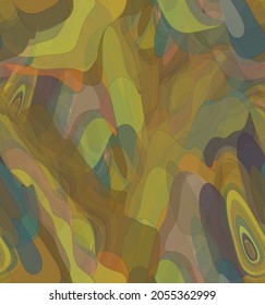 Abstracto acuarela patrón vectorial sin costura. Las formas onduladas transparentes aleatorias crean textura de dolor artístico. Fondo multicolor pastel con colores orgánicos naturales de tierra. Papel de pared universal.