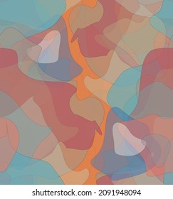 Abstract watercolor seamless vector pattern. Random transparent wavy shapes create artistic pain texture. Pastel multicolored background with organic natural earthy colors. Universal wallpaper.