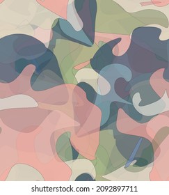 Abstract watercolor seamless vector pattern. Random transparent wavy shapes create artistic pain texture. Pastel multicolored background with organic natural earthy colors. Universal wallpaper.