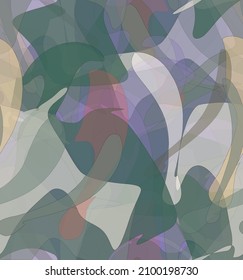 Abstract watercolor seamless vector pattern. Random transparent wavy shapes create artistic pain texture. Pastel multicolored background with organic natural earthy colors. Universal wallpaper.