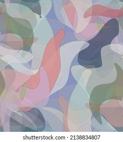 Abstract watercolor seamless vector pattern. Random transparent wavy shapes create artistic pain texture. Pastel multicolored background with organic natural earthy colors. Universal wallpaper.