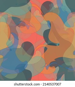 Abstract watercolor seamless vector pattern. Random transparent wavy shapes create artistic pain texture. Pastel multicolored background with organic natural earthy colors. Universal wallpaper.