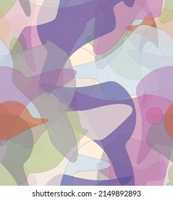 Abstracto acuarela patrón vectorial sin costura. Las formas onduladas transparentes aleatorias crean textura de dolor artístico. Fondo multicolor pastel con colores orgánicos naturales de tierra. Papel de pared universal.