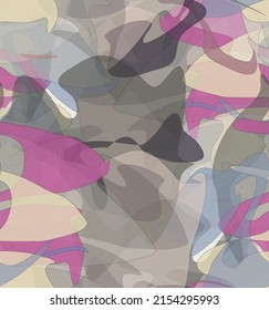Abstract watercolor seamless vector pattern. Random transparent wavy shapes create artistic pain texture. Pastel multicolored background with organic natural earthy colors. Universal wallpaper.