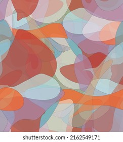 Abstract watercolor seamless vector pattern. Random transparent wavy shapes create artistic pain texture. Pastel multicolored background with organic natural earthy colors. Universal wallpaper.