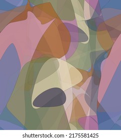 Abstract watercolor seamless vector pattern. Random transparent wavy shapes create artistic pain texture. Pastel multicolored background with organic natural earthy colors. Universal wallpaper.