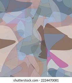Abstract watercolor seamless vector pattern. Random transparent wavy shapes create artistic pain texture. Pastel multicolored background with organic natural earthy colors. Universal wallpaper.