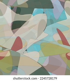 Abstract watercolor seamless vector pattern. Random transparent wavy shapes create artistic pain texture. Pastel multicolored background with organic natural earthy colors. Universal wallpaper.