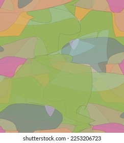 Abstract watercolor seamless vector pattern. Random transparent wavy shapes create artistic pain texture. Pastel multicolored background with organic natural earthy colors. Universal wallpaper.