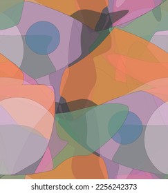 Abstract watercolor seamless vector pattern. Random transparent wavy shapes create artistic pain texture. Pastel multicolored background with organic natural earthy colors. Universal wallpaper.