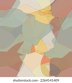 Abstract watercolor seamless vector pattern. Random transparent wavy shapes create artistic pain texture. Pastel multicolored background with organic natural earthy colors. Universal wallpaper.