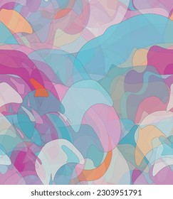 Abstract watercolor seamless vector pattern. Random transparent wavy shapes create artistic pain texture. Pastel multicolored background with organic natural earthy colors. Universal wallpaper.