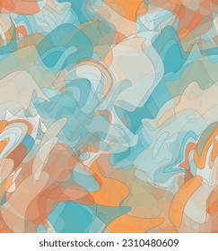 Abstract watercolor seamless vector pattern. Random transparent wavy shapes create artistic pain texture. Pastel multicolored background with organic natural earthy colors. Universal wallpaper.