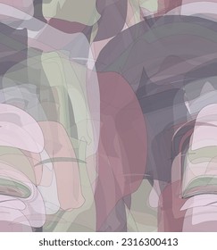 Abstract watercolor seamless vector pattern. Random transparent wavy shapes create artistic pain texture. Pastel multicolored background with organic natural earthy colors. Universal wallpaper.