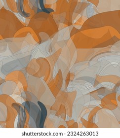 Abstract watercolor seamless vector pattern. Random transparent wavy shapes create artistic pain texture. Pastel multicolored background with organic natural earthy colors. Universal wallpaper.