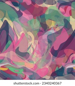 Abstract watercolor seamless vector pattern. Random transparent wavy shapes create artistic pain texture. Pastel multicolored background with organic natural earthy colors. Universal wallpaper.