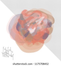 Abstract watercolor shape isolated on white background with transparent grid. Delicate colorful transparent overlaps create paint blot.