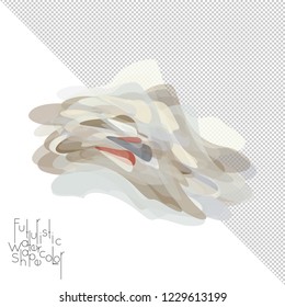 Abstract watercolor shape isolated on white background with transparent grid. Delicate colorful transparent overlaps create paint blot.