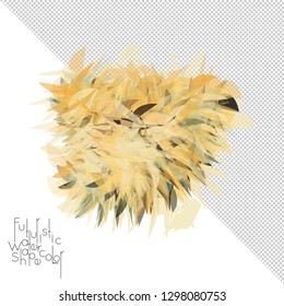 Abstract watercolor shape isolated on white background with transparent grid. Delicate colorful transparent overlaps create paint blot.
