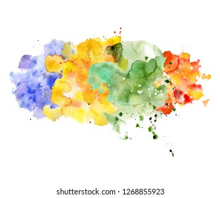 Abstract watercolor shapes on the white background. Color splashing hand drawn vector painting