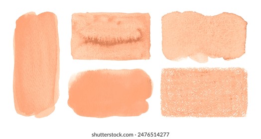 Abstract Watercolor Shapes in Trendy Peach Fuzz Color of 2024