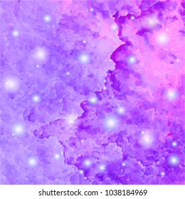 Abstract watercolor shiny glow galaxy background. Watercolor texture for design. Vector illustration