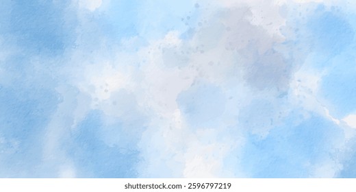 Abstract watercolor sky blue background texture. Blue watercolor vector illustration.